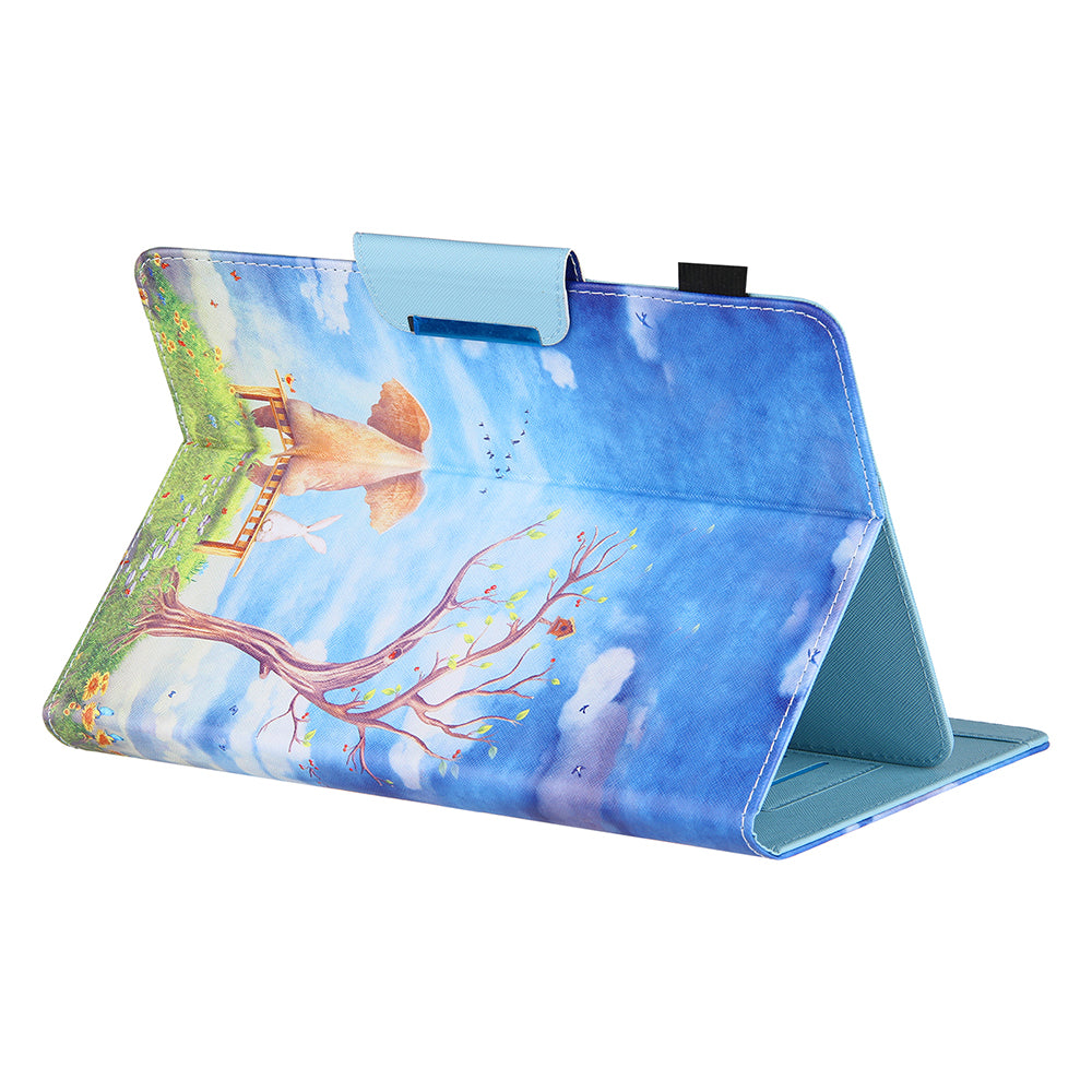 Pattern Printing Cross Texture Universal Leather Tablet Case for 7-inch Tablets