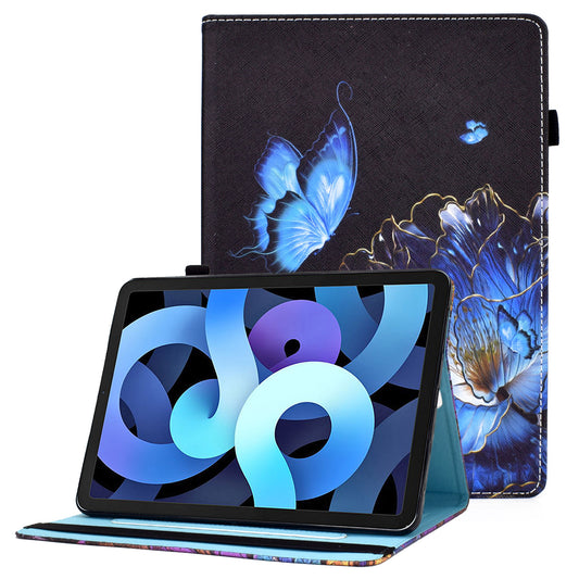 Pattern Printing Stitching Line Design Tablet Shell Case with Card Slots Elastic Band for iPad Pro 11-inch (2021)(2020)(2018) / iPad Air (2020)/Air (2022)