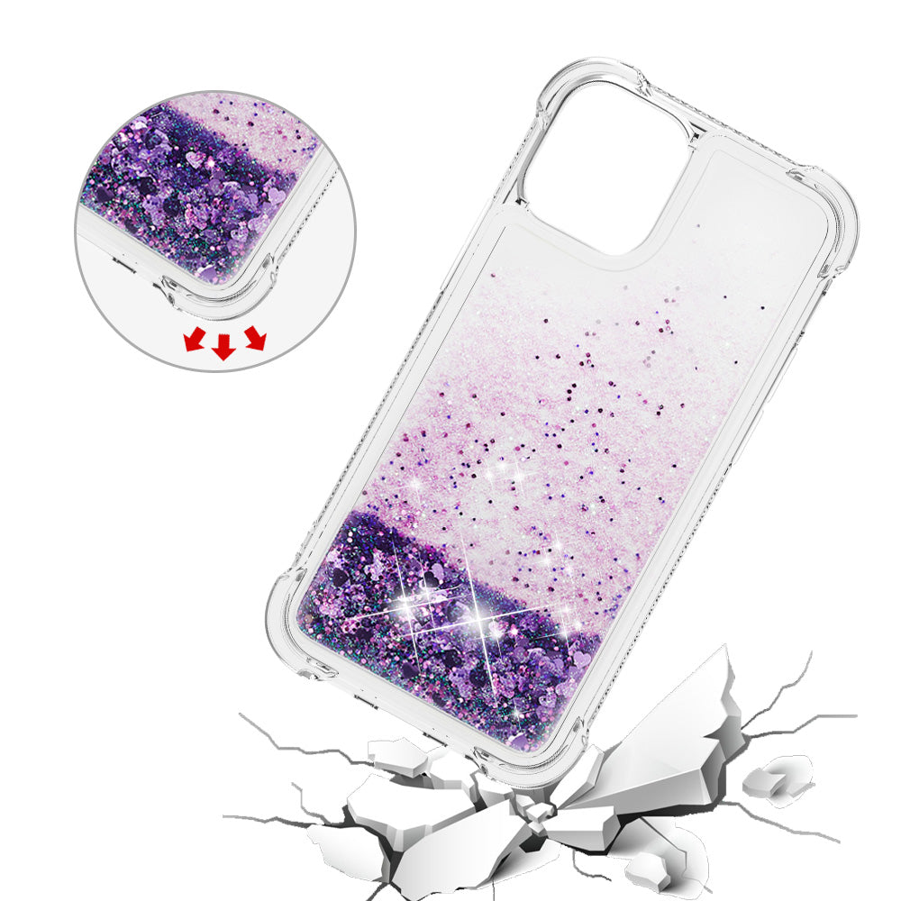 Drop-proof Glitter Sequins Moving Quicksand TPU Phone Case for iPhone 13 mini 5.4 inch