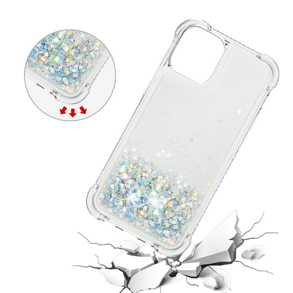 Drop-proof Glitter Sequins Moving Quicksand TPU Phone Case for iPhone 13 mini 5.4 inch