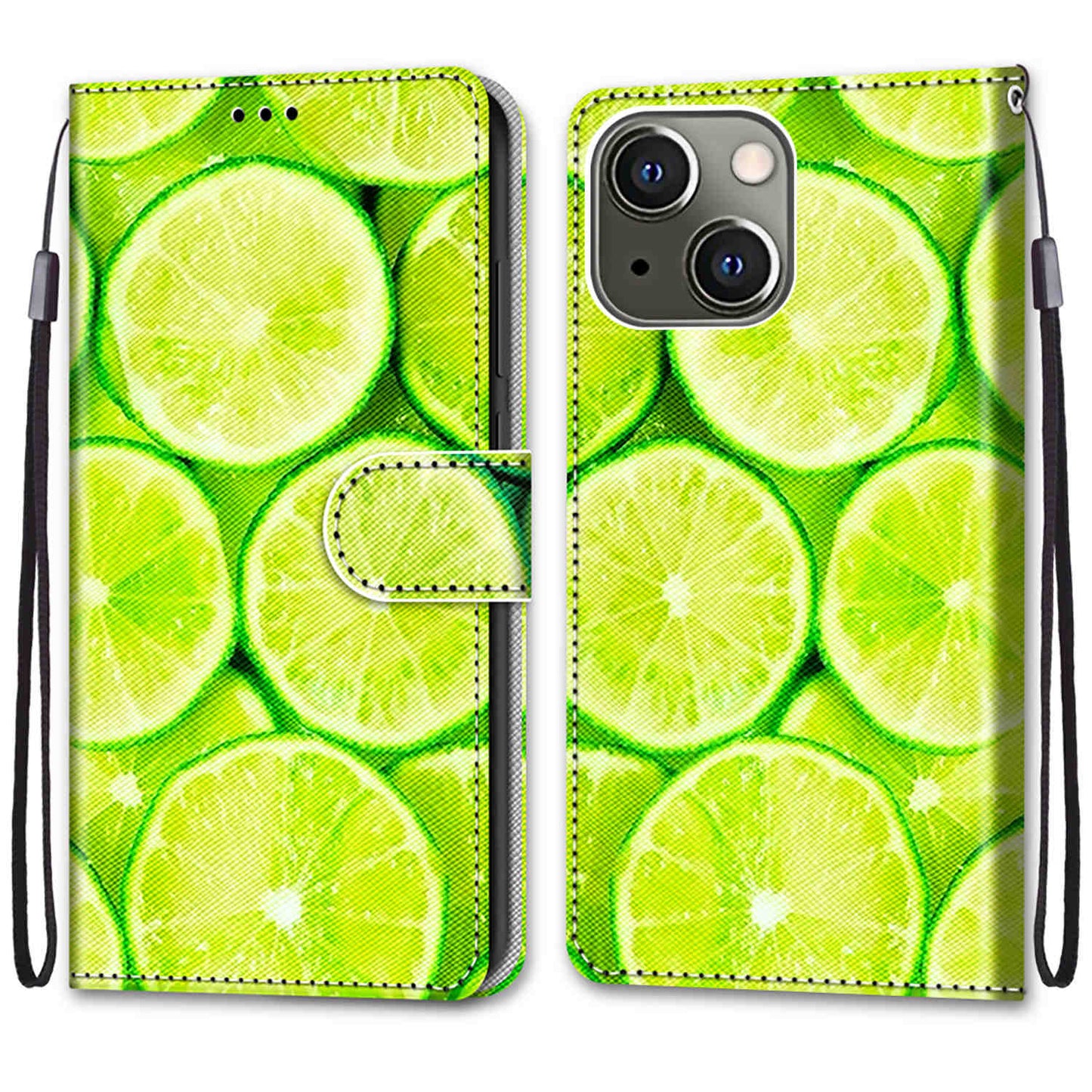 Pattern Printing PU Leather Stand Wallet Case Phone Cover for iPhone 13 6.1 inch