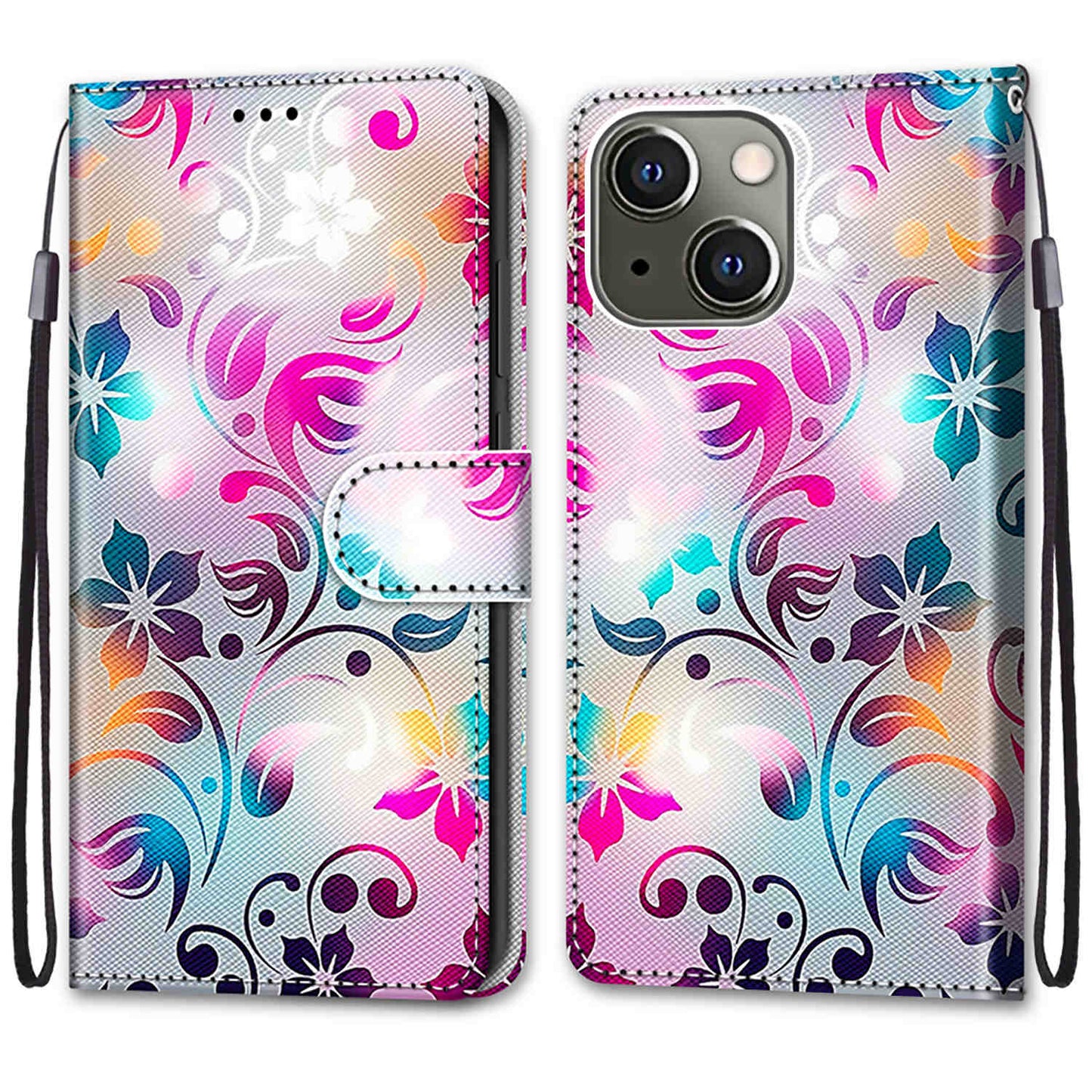 Pattern Printing PU Leather Stand Wallet Case Phone Cover for iPhone 13 6.1 inch