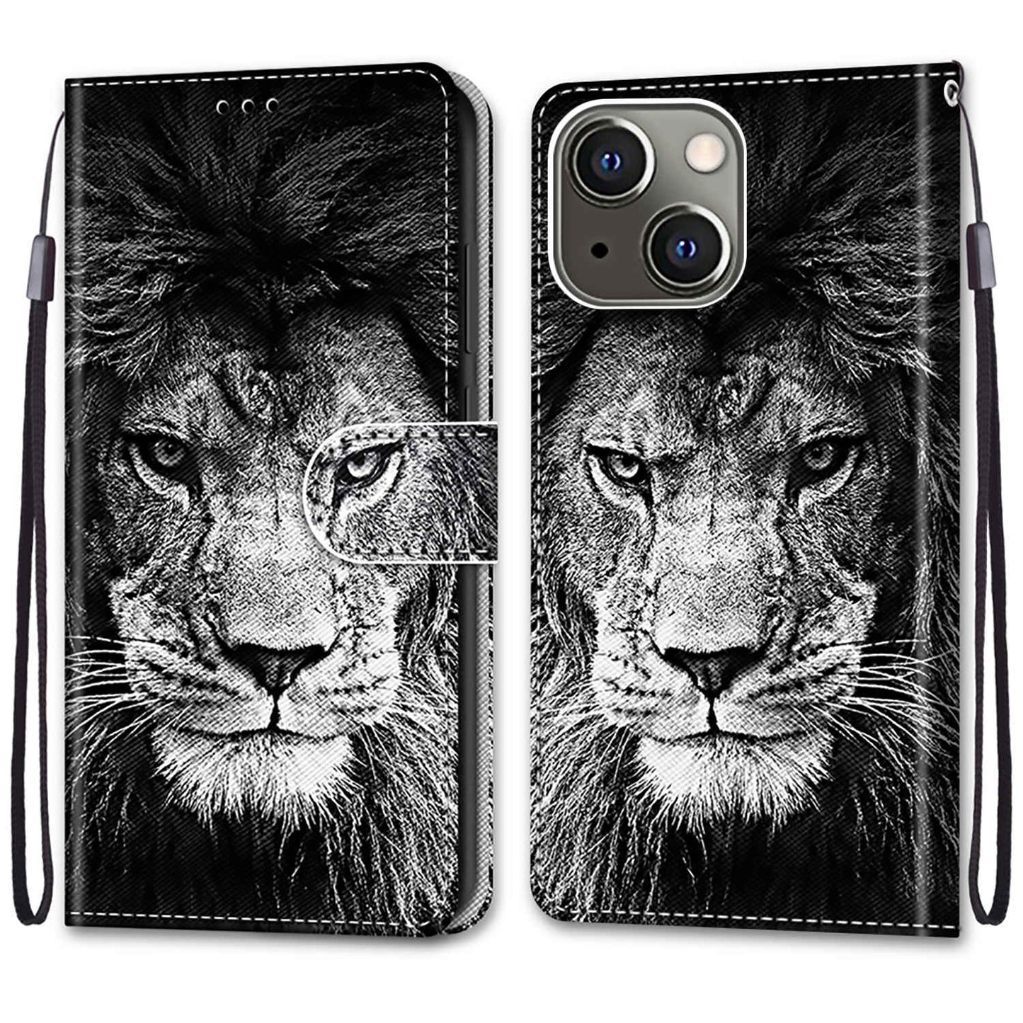 Pattern Printing PU Leather Stand Wallet Case Phone Cover for iPhone 13 6.1 inch