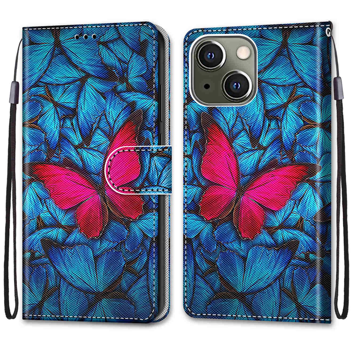 Pattern Printing PU Leather Stand Wallet Case Phone Cover for iPhone 13 6.1 inch