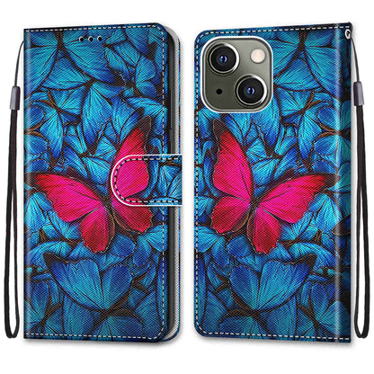 Pattern Printing PU Leather Stand Wallet Case Phone Cover for iPhone 13 6.1 inch