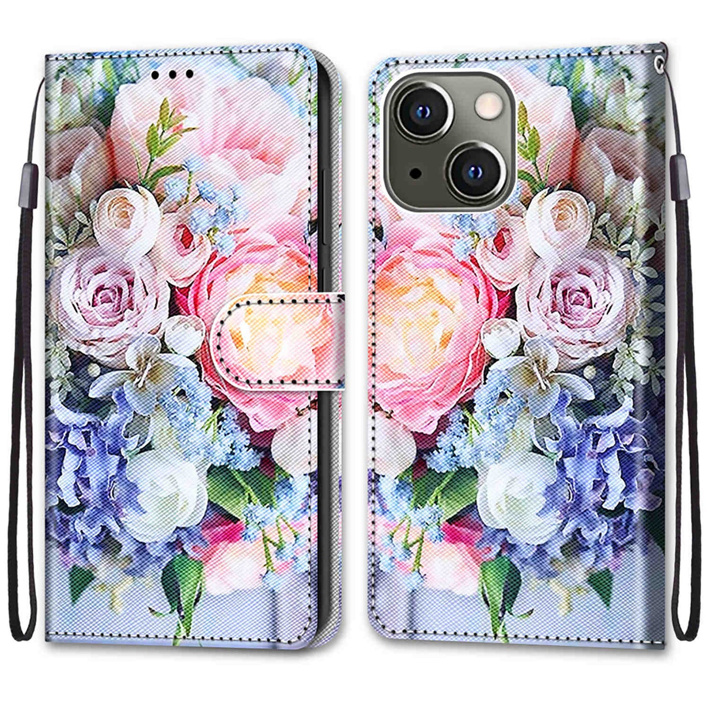 Pattern Printing PU Leather Stand Wallet Case Phone Cover for iPhone 13 6.1 inch