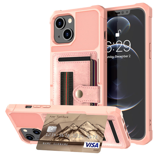 ZM06 PU Leather + TPU Anti-scratch Card Slot Design Case with Elastic Finger Strap for iPhone 13 6.1 inch