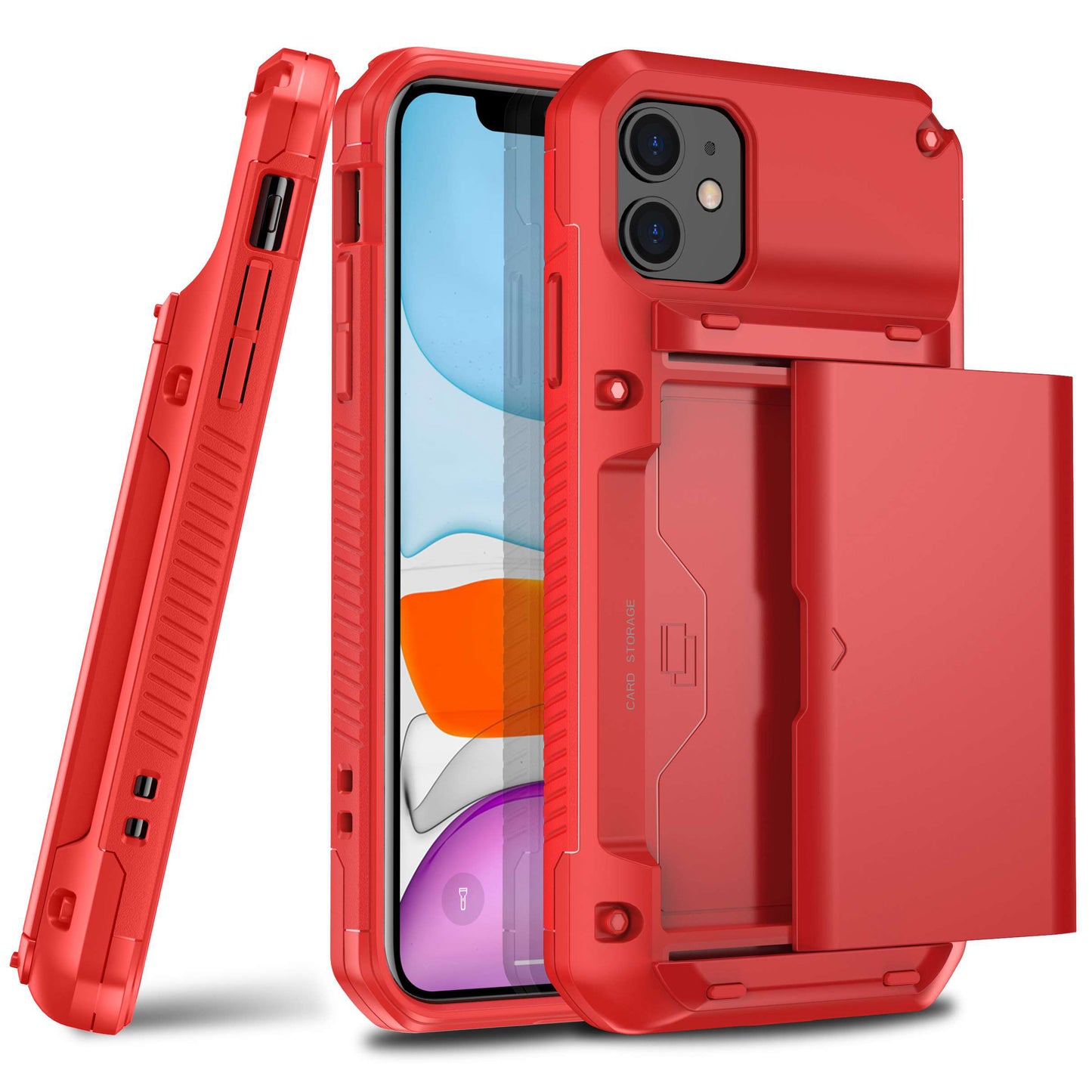 For Apple iPhone 11 6.1 inch Anti-fall Shockproof Card Slot Design TPU+PC Mobile Phone Case Shell