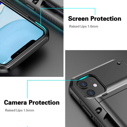 For Apple iPhone 11 6.1 inch Anti-fall Shockproof Card Slot Design TPU+PC Mobile Phone Case Shell