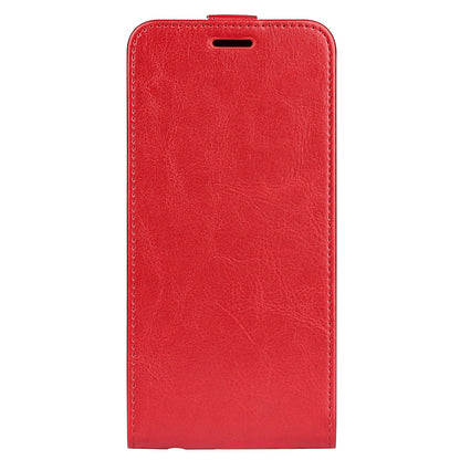 For iPhone 14 Plus 6.7 inch Impact Proof Vertical Flip Case Crazy Horse Texture PU Leather Magnetic Clasp Phone Cover with Card Holder