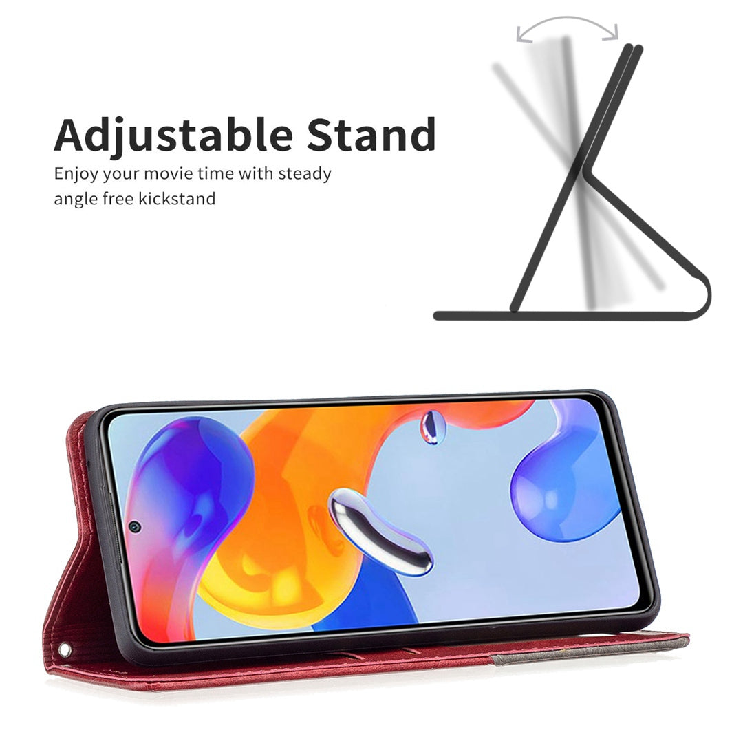 For Xiaomi 12 Lite BF Imprinting Pattern Series-1 Geometric Imprinted Magnetic Auto-absorbed PU Leather Cover Card Holder Stand Inner TPU Case