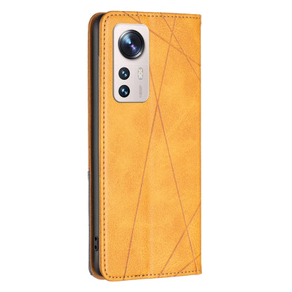 For Xiaomi 12 Lite BF Imprinting Pattern Series-1 Geometric Imprinted Magnetic Auto-absorbed PU Leather Cover Card Holder Stand Inner TPU Case