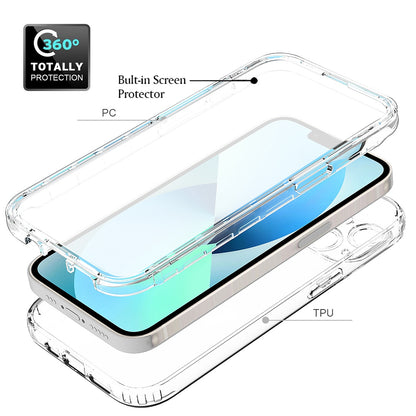 For iPhone 14 6.1 inch 3-in-1 Hybrid PC + TPU All-inclusive Protection Cover Gradient Anti-scratch Phone Case with PET Screen Protector