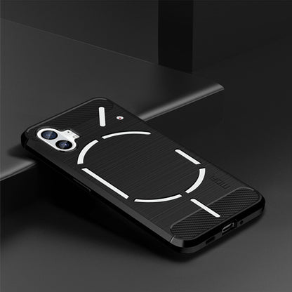 MOFI for Nothing phone (1) 5G Drop-proof Carbon Fiber Texture Soft TPU Back Cover Brushed Surface Anti-scratch Phone Case