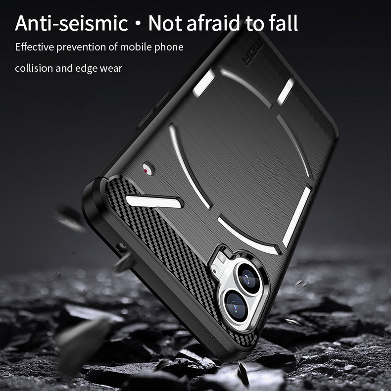 MOFI for Nothing phone (1) 5G Drop-proof Carbon Fiber Texture Soft TPU Back Cover Brushed Surface Anti-scratch Phone Case