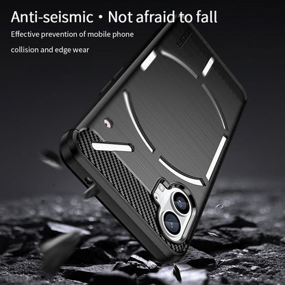 MOFI for Nothing phone (1) 5G Drop-proof Carbon Fiber Texture Soft TPU Back Cover Brushed Surface Anti-scratch Phone Case