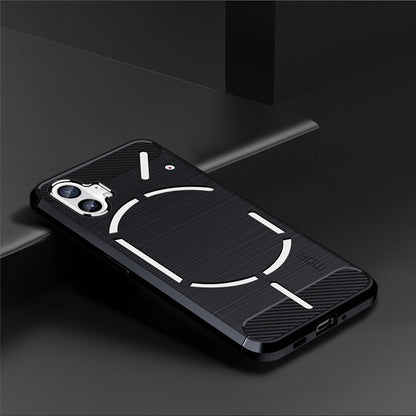 MOFI for Nothing phone (1) 5G Drop-proof Carbon Fiber Texture Soft TPU Back Cover Brushed Surface Anti-scratch Phone Case