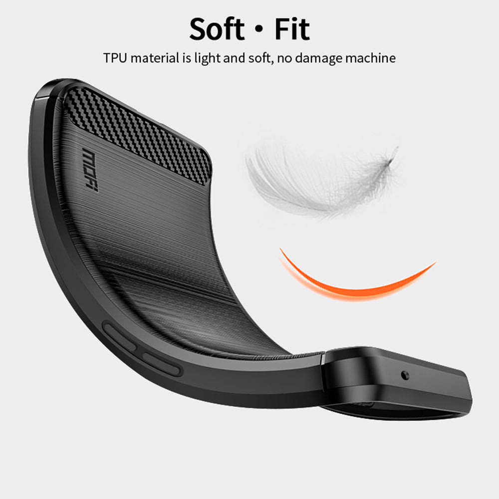 MOFI for Nothing phone (1) 5G Drop-proof Carbon Fiber Texture Soft TPU Back Cover Brushed Surface Anti-scratch Phone Case