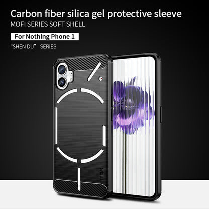 MOFI for Nothing phone (1) 5G Drop-proof Carbon Fiber Texture Soft TPU Back Cover Brushed Surface Anti-scratch Phone Case