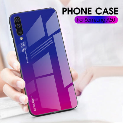 [Gradient Color] Glass + TPU + PC Phone Case Accessory for Samsung Galaxy A50 / A50s / A30s