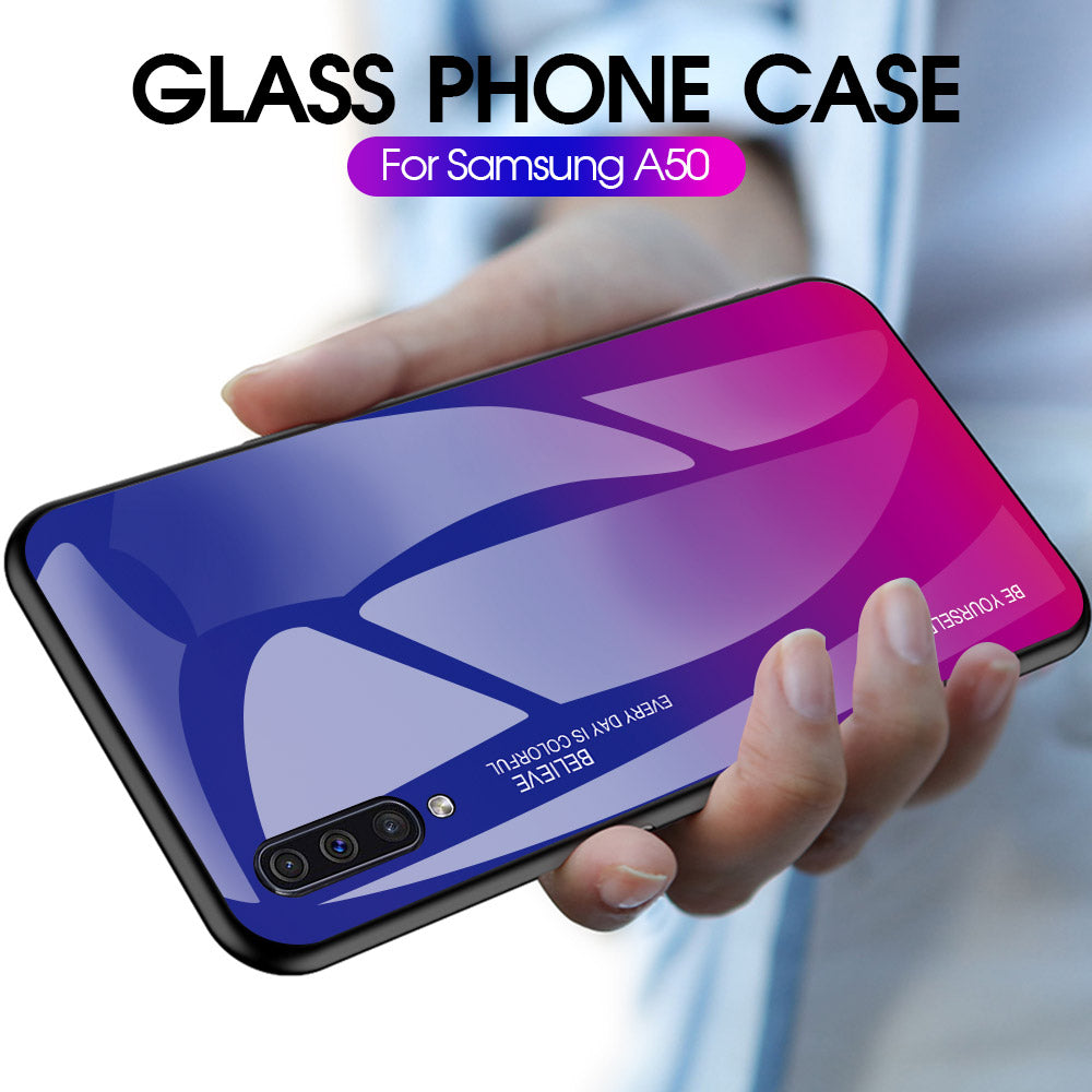 [Gradient Color] Glass + TPU + PC Phone Case Accessory for Samsung Galaxy A50 / A50s / A30s