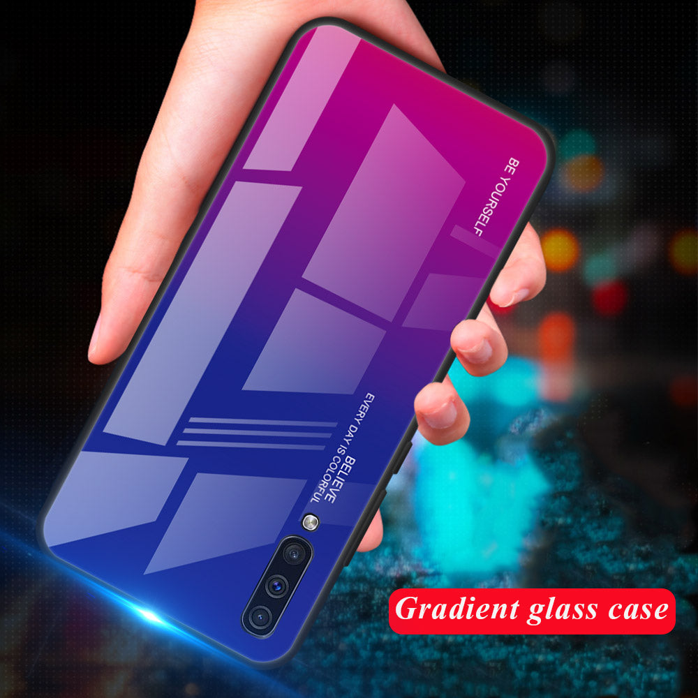 [Gradient Color] Glass + TPU + PC Phone Case Accessory for Samsung Galaxy A50 / A50s / A30s