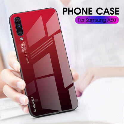 [Gradient Color] Glass + TPU + PC Phone Case Accessory for Samsung Galaxy A50 / A50s / A30s