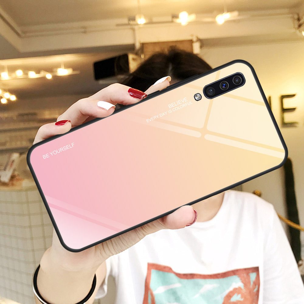 [Gradient Color] Glass + TPU + PC Phone Case Accessory for Samsung Galaxy A50 / A50s / A30s