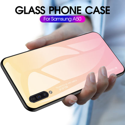 [Gradient Color] Glass + TPU + PC Phone Case Accessory for Samsung Galaxy A50 / A50s / A30s