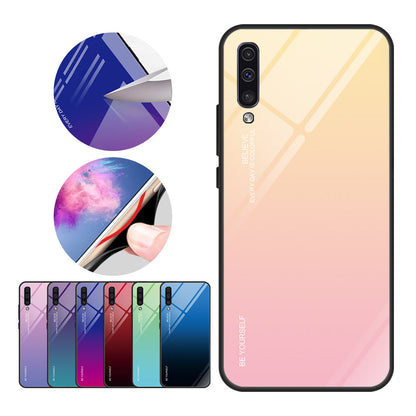 [Gradient Color] Glass + TPU + PC Phone Case Accessory for Samsung Galaxy A50 / A50s / A30s