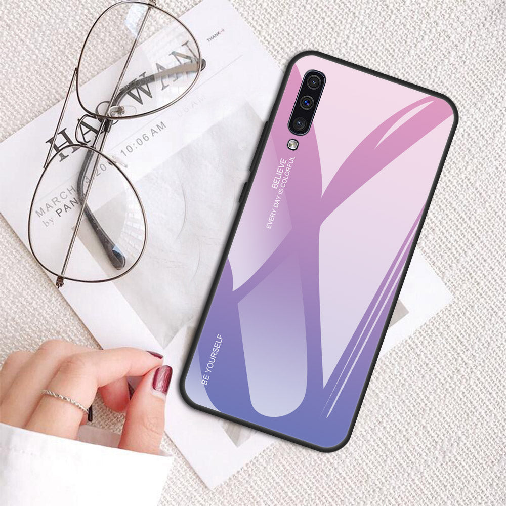 [Gradient Color] Glass + TPU + PC Phone Case Accessory for Samsung Galaxy A50 / A50s / A30s