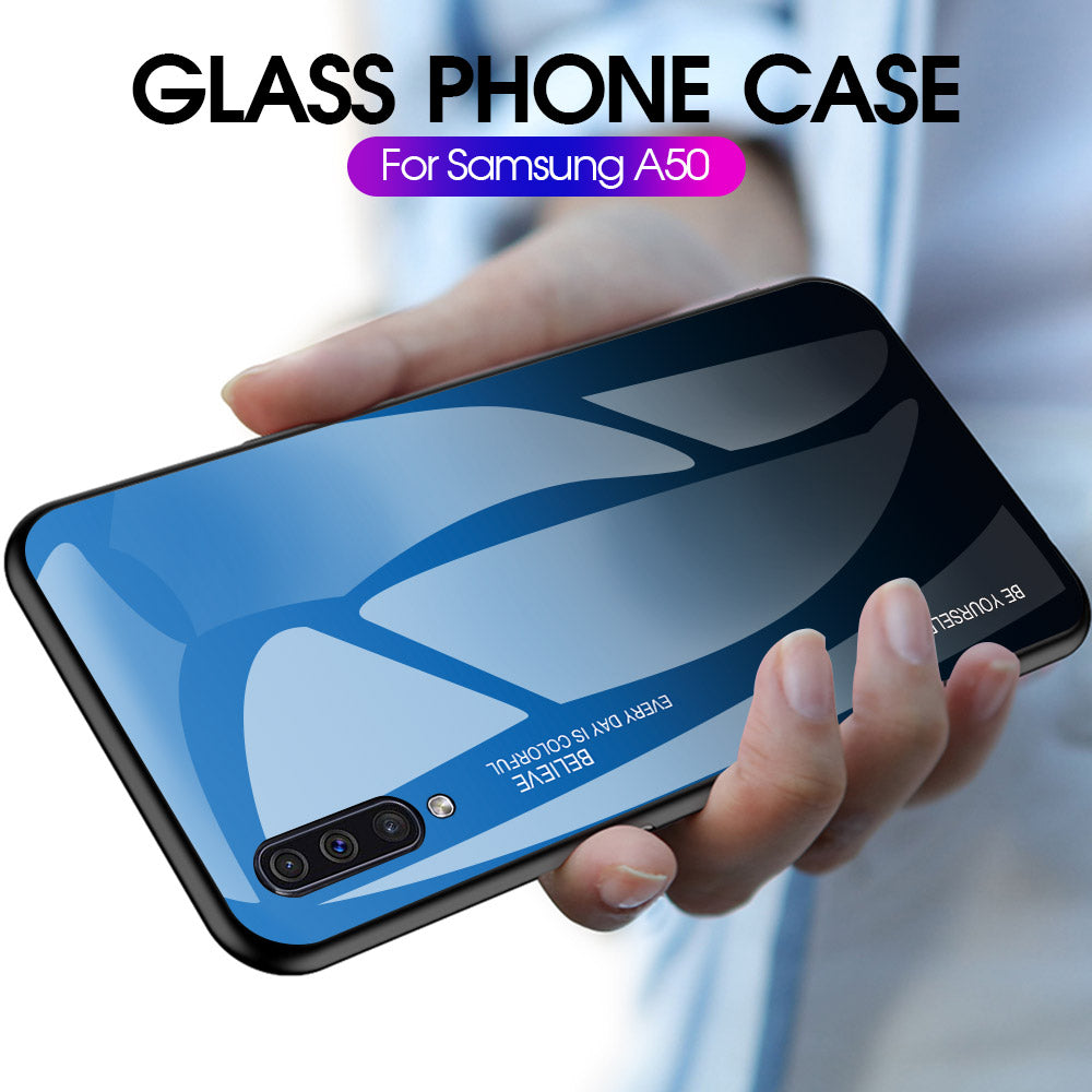 [Gradient Color] Glass + TPU + PC Phone Case Accessory for Samsung Galaxy A50 / A50s / A30s