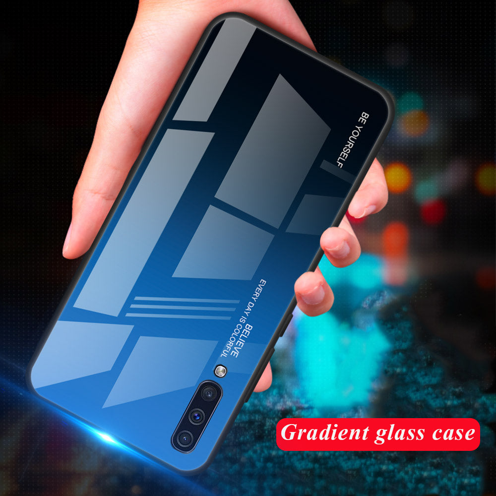 [Gradient Color] Glass + TPU + PC Phone Case Accessory for Samsung Galaxy A50 / A50s / A30s