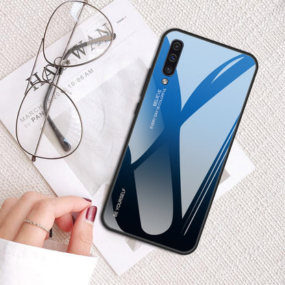 [Gradient Color] Glass + TPU + PC Phone Case Accessory for Samsung Galaxy A50 / A50s / A30s