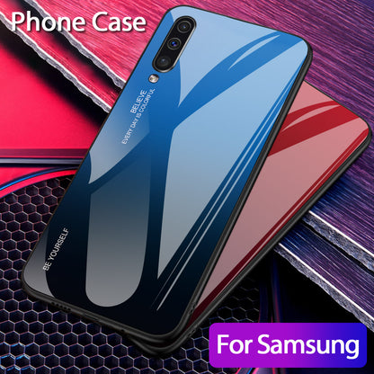 [Gradient Color] Glass + TPU + PC Phone Case Accessory for Samsung Galaxy A50 / A50s / A30s