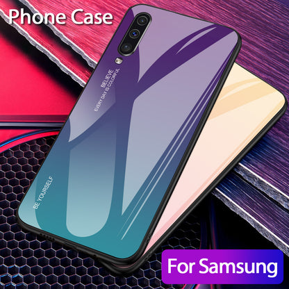 [Gradient Color] Glass + TPU + PC Phone Case Accessory for Samsung Galaxy A50 / A50s / A30s