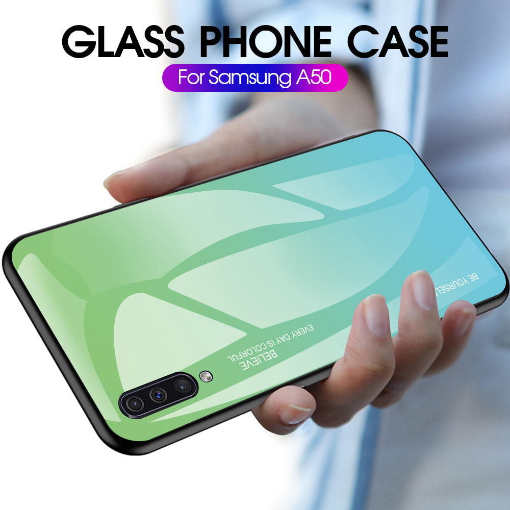 [Gradient Color] Glass + TPU + PC Phone Case Accessory for Samsung Galaxy A50 / A50s / A30s