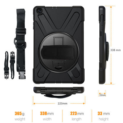 [Built-in Hand Holder Strap] 360Â° Swivel PC + Silicone Combo Kickstand Shell with Shoulder Strap for Samsung Galaxy Tab A 10.1 (2019) SM-T515