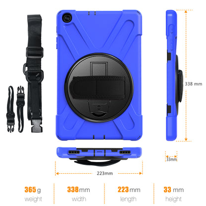 [Built-in Hand Holder Strap] 360Â° Swivel PC + Silicone Combo Kickstand Shell with Shoulder Strap for Samsung Galaxy Tab A 10.1 (2019) SM-T515