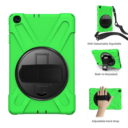 [Built-in Hand Holder Strap] 360° Swivel PC + Silicone Combo Kickstand Shell with Shoulder Strap for Samsung Galaxy Tab A 10.1 (2019) SM-T515