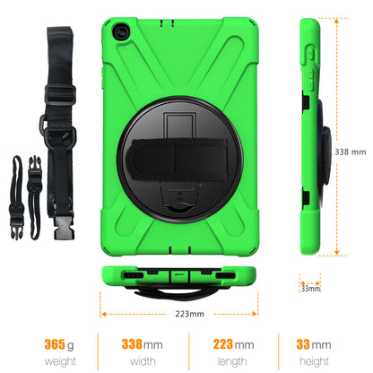 [Built-in Hand Holder Strap] 360Â° Swivel PC + Silicone Combo Kickstand Shell with Shoulder Strap for Samsung Galaxy Tab A 10.1 (2019) SM-T515