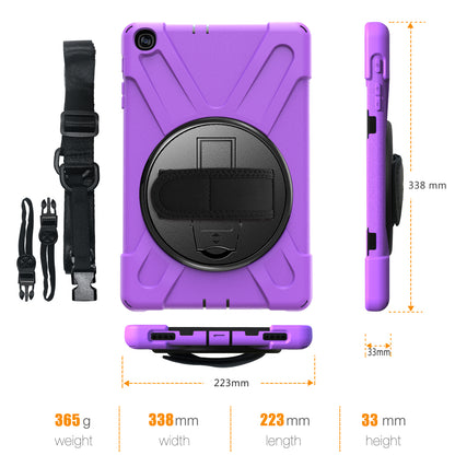 [Built-in Hand Holder Strap] 360Â° Swivel PC + Silicone Combo Kickstand Shell with Shoulder Strap for Samsung Galaxy Tab A 10.1 (2019) SM-T515