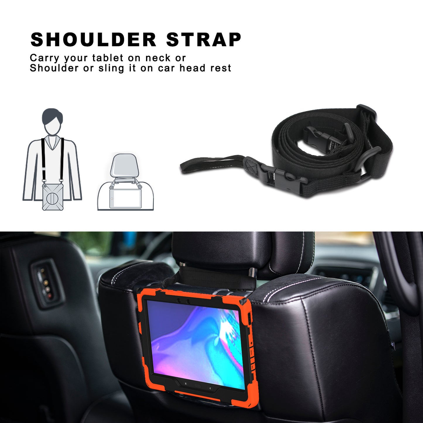 [X-Shape] PC + Silicone 360 Degree Swivel Kickstand Case with Hand Strap and Shoulder Strap for Samsung Galaxy Tab Active Pro(Wi-Fi) SM-T540