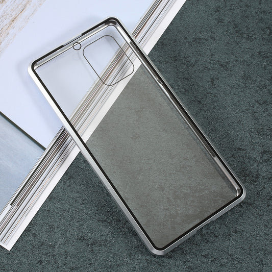 Magnetic Adsorption Metal Frame + Double-sided Tempered Glass Shell for Samsung Galaxy A91/Galaxy S10 Lite