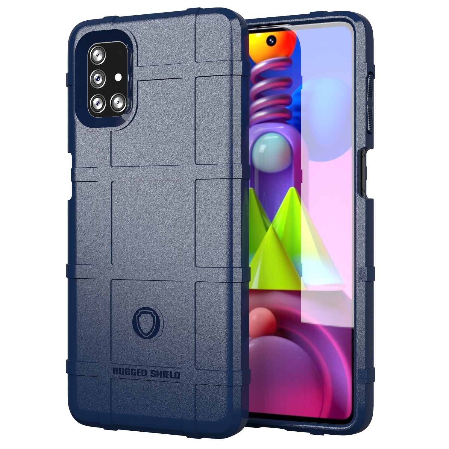 Side Fingerprint Rugged Square Grid Texture TPU Case for Samsung Galaxy M51