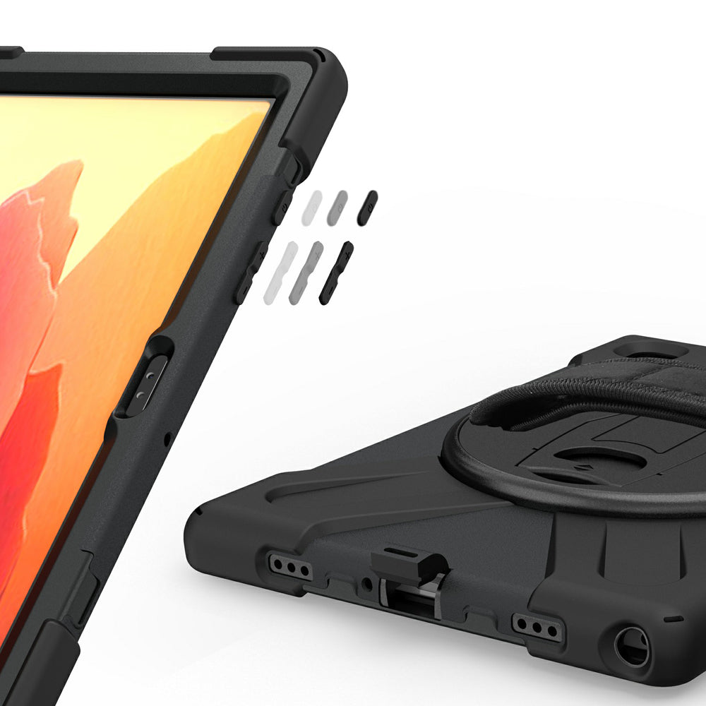 [Built-in Hand Holder Strap] 360Â° Swivel PC + Silicone Combo Kickstand Tablet Case for Samsung Galaxy Tab A7 10.4 (2020)