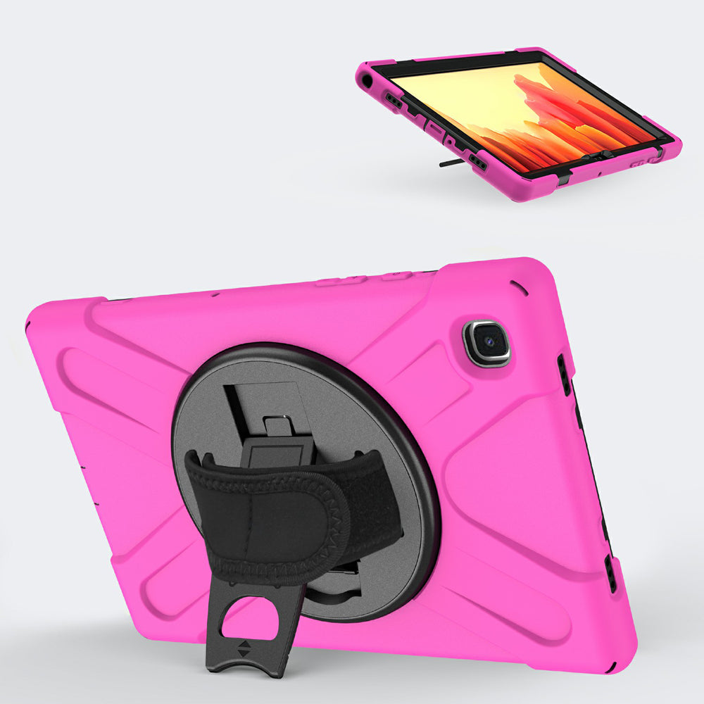 [Built-in Hand Holder Strap] 360Â° Swivel PC + Silicone Combo Kickstand Tablet Case for Samsung Galaxy Tab A7 10.4 (2020)