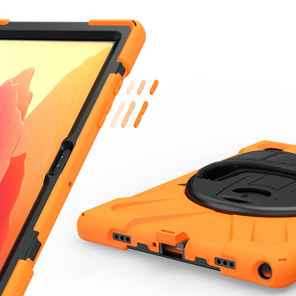 [Built-in Hand Holder Strap] 360Â° Swivel PC + Silicone Combo Kickstand Tablet Case for Samsung Galaxy Tab A7 10.4 (2020)