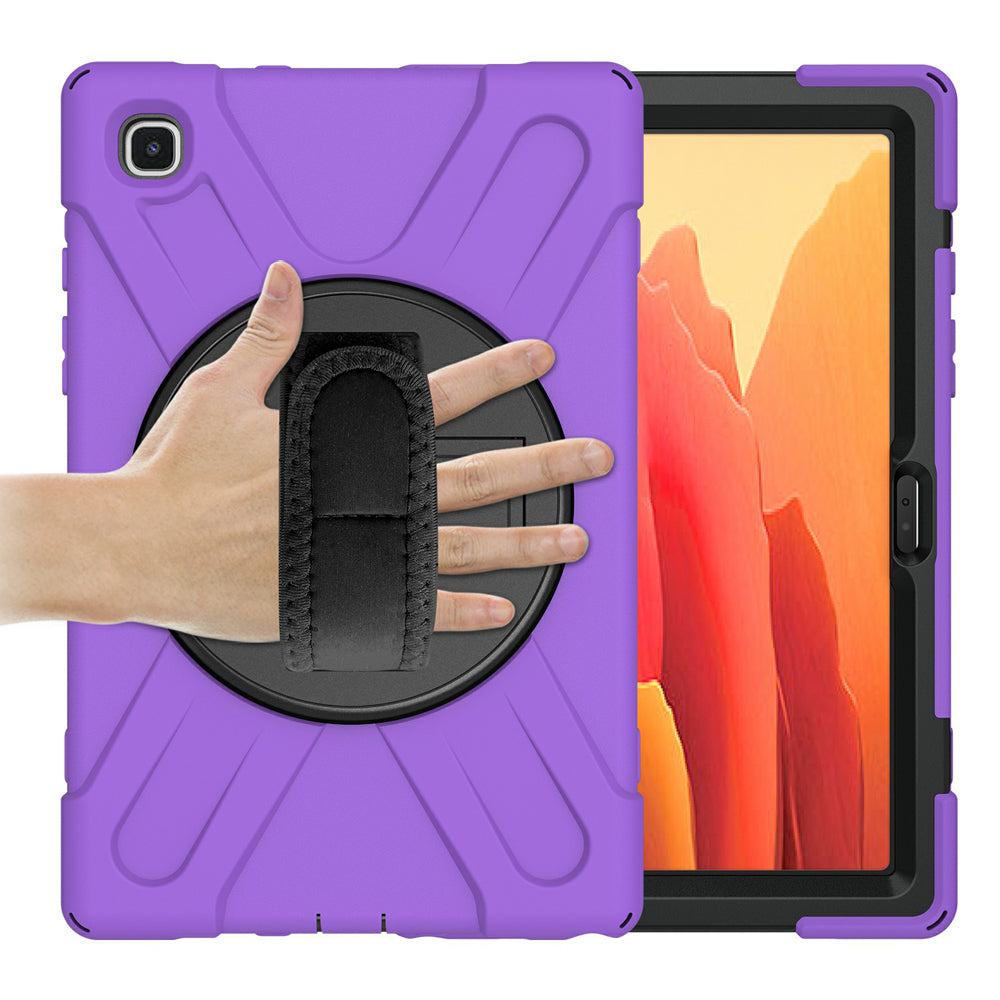 [Built-in Hand Holder Strap] 360Â° Swivel PC + Silicone Combo Kickstand Tablet Case for Samsung Galaxy Tab A7 10.4 (2020)