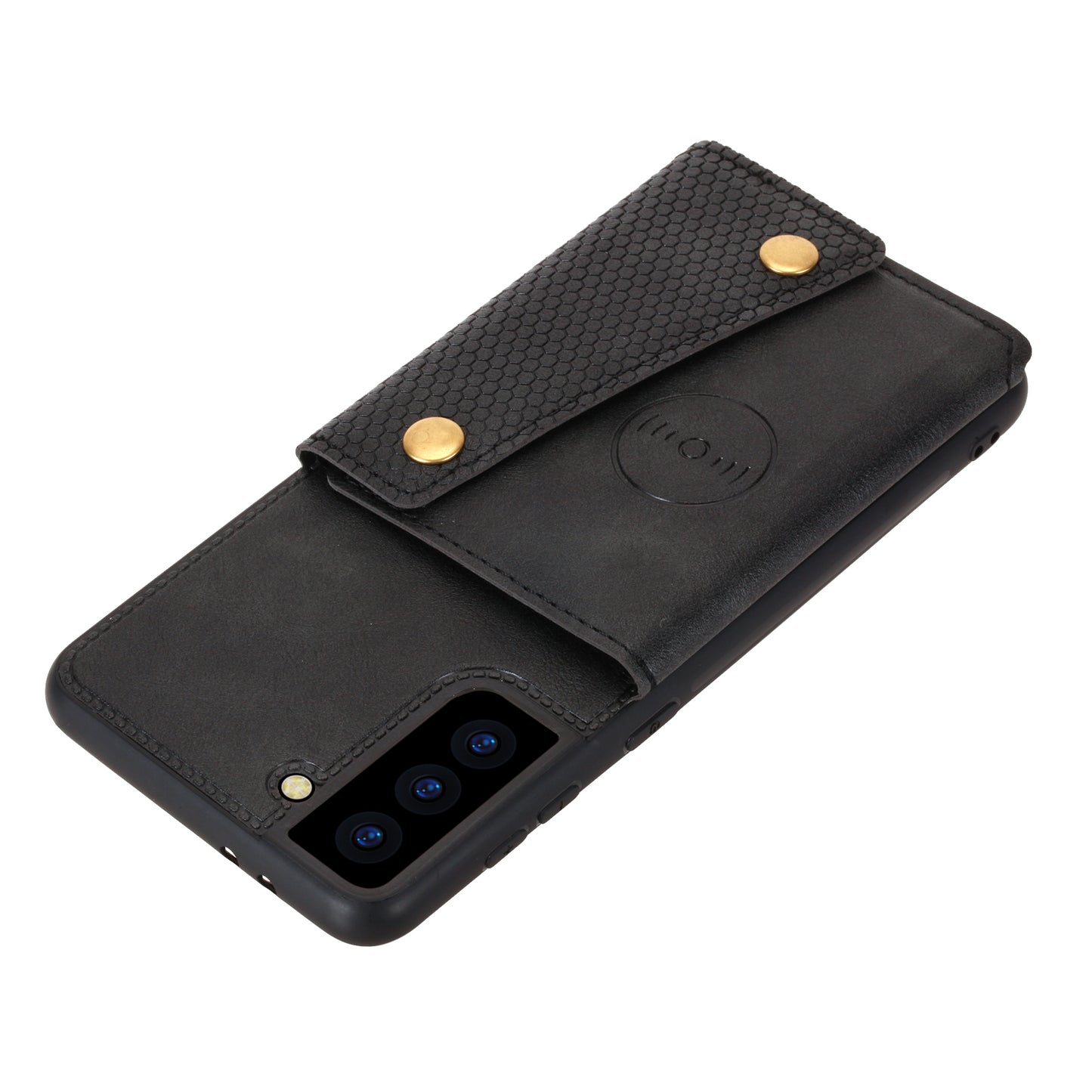 [Built-in Vehicle Magnetic Sheet] PU Leather Coated TPU Shell Case Kickstand + Card Slots for Samsung Galaxy S21 Plus 5G